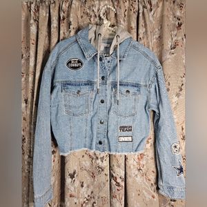 DALLAS COWBOYS cropped denim jacket sz M